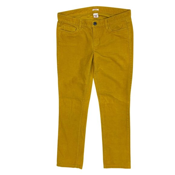 J. Crew Outlet Matchstick Pants Women's Size 29R Cotton Yellow Gold Corduroy - Picture 1 of 11